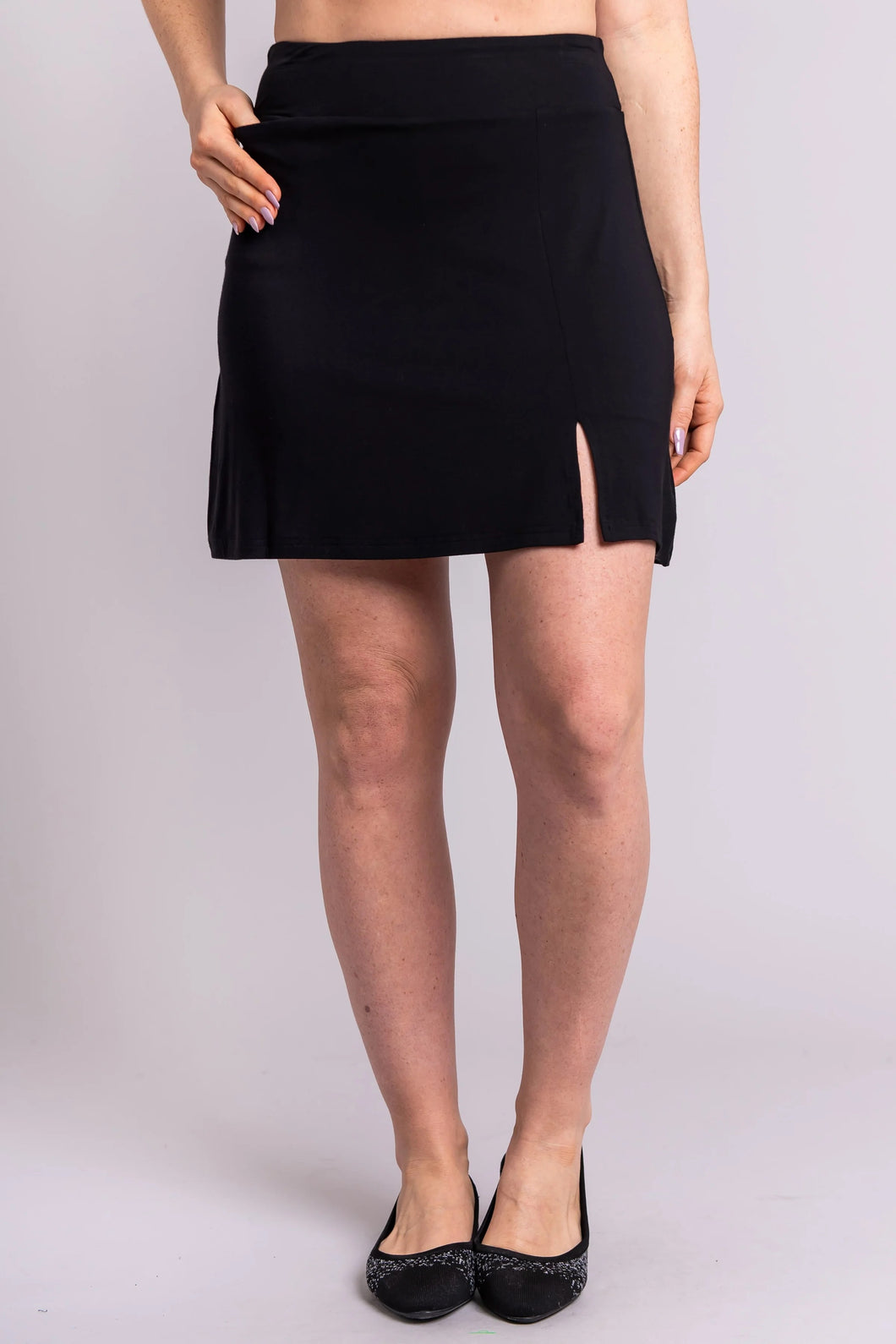 Jupe-short Melly, Noir, bambou
