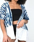 Kimono court, bleu et blanc