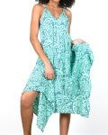Robe, vert menthe à motif