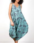 Romper, gris et menthe à motif feuilles
